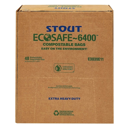 Stout By Envision 30 gal Trash Bags, Green, 48 PK E3039E11